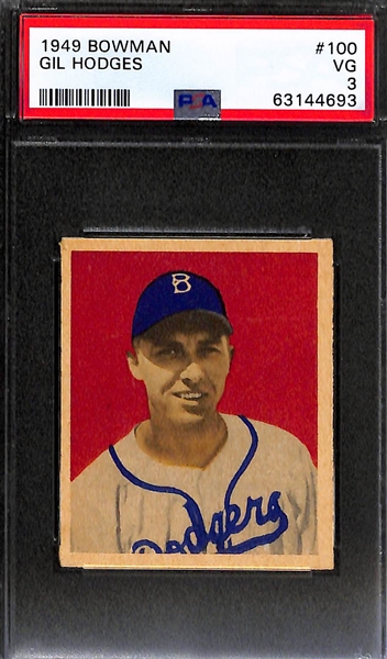 1949 Bowman Lot - Bob Feller #27 (PSA 4) & Gil Hodges #100 (PSA 3)